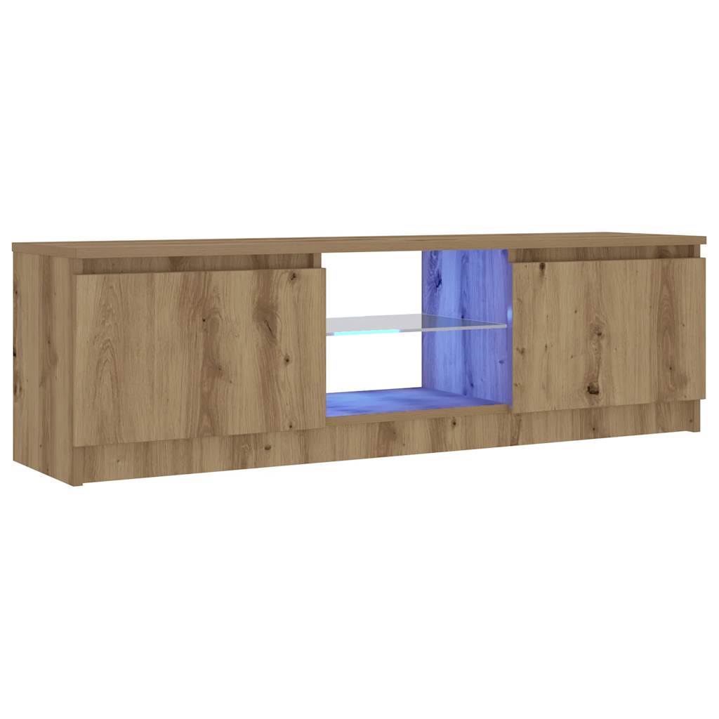 vidaXL Szafka pod TV z oświetleniem LED, dąb artisan, 120x30x36 cm