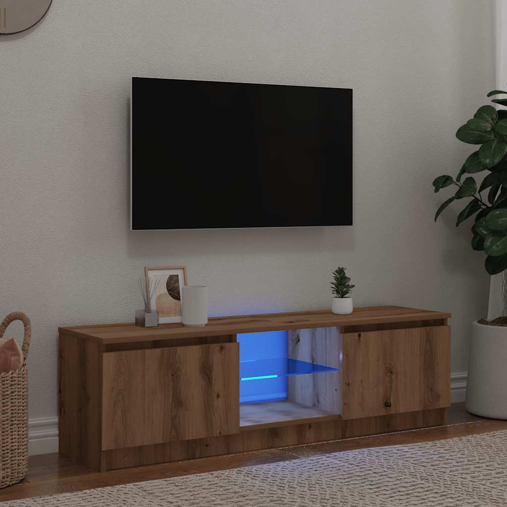 vidaXL Szafka pod TV z oświetleniem LED, dąb artisan, 120x30x36 cm