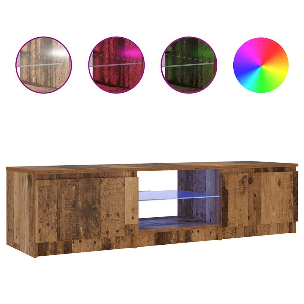 vidaXL Szafka pod TV z oświetleniem LED, stare drewno, 140x40x36 cm