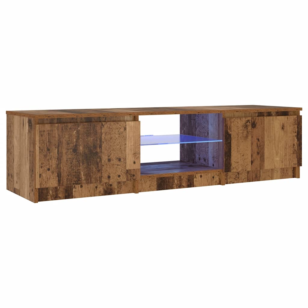vidaXL Szafka pod TV z oświetleniem LED, stare drewno, 140x40x36 cm