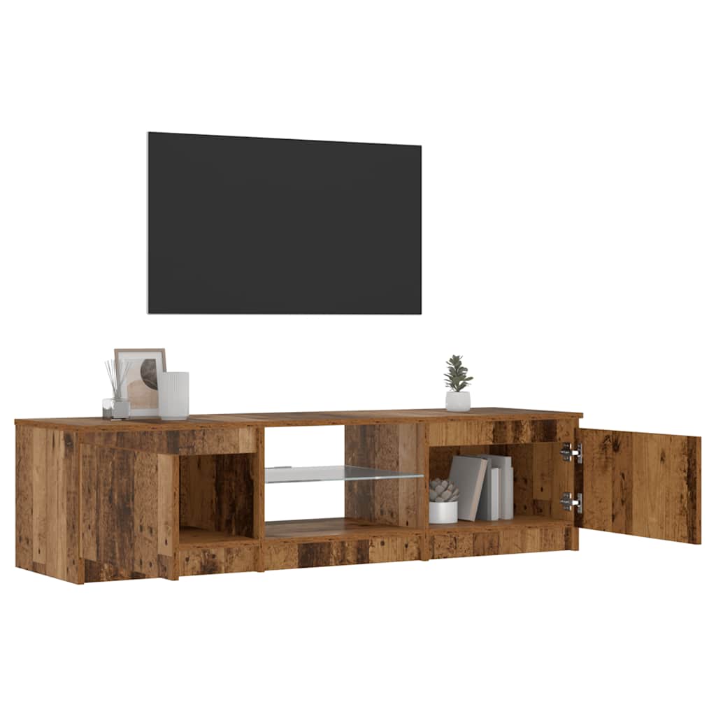 vidaXL Szafka pod TV z oświetleniem LED, stare drewno, 140x40x36 cm