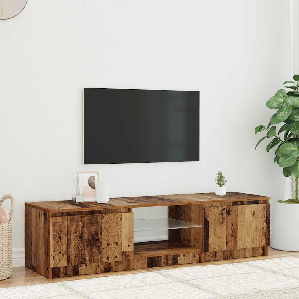 vidaXL Szafka pod TV z oświetleniem LED, stare drewno, 140x40x36 cm