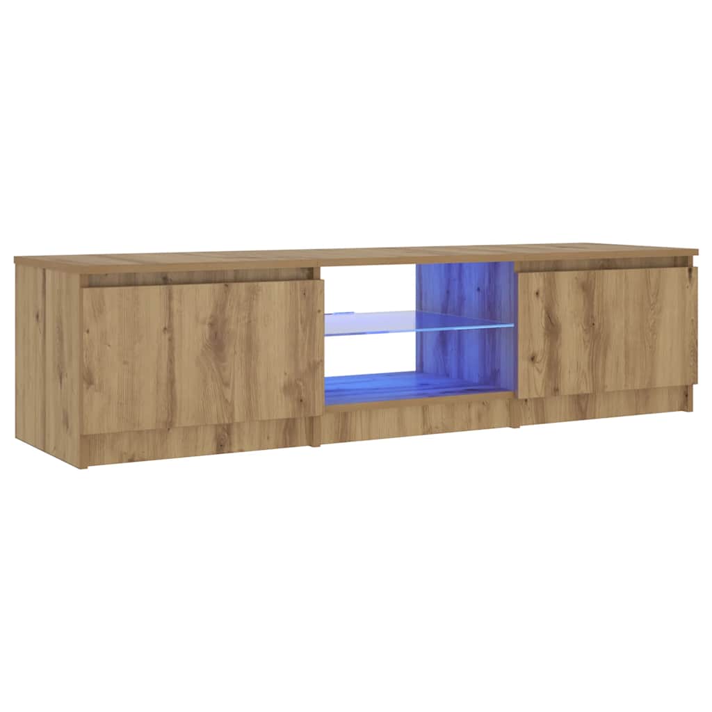 vidaXL Szafka pod TV z oświetleniem LED, dąb artisan, 140x40x36 cm