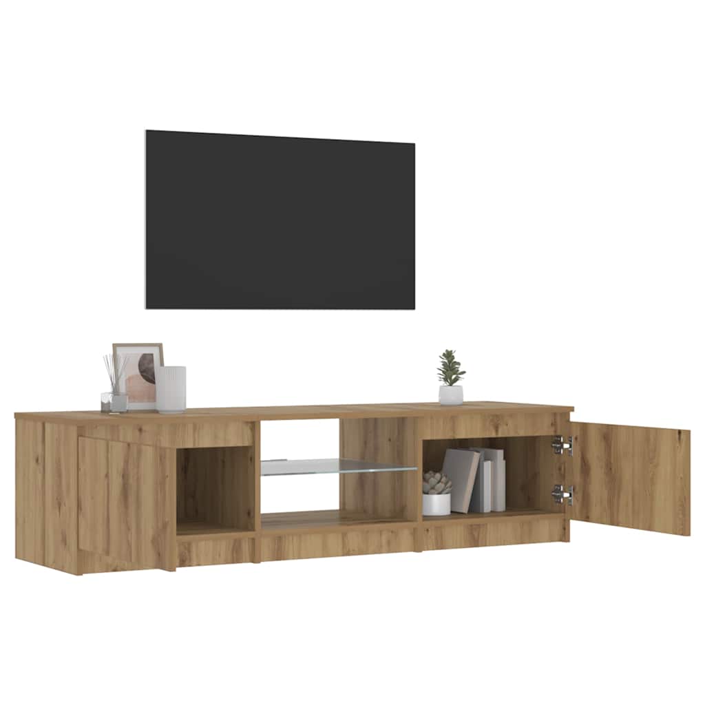 vidaXL Szafka pod TV z oświetleniem LED, dąb artisan, 140x40x36 cm