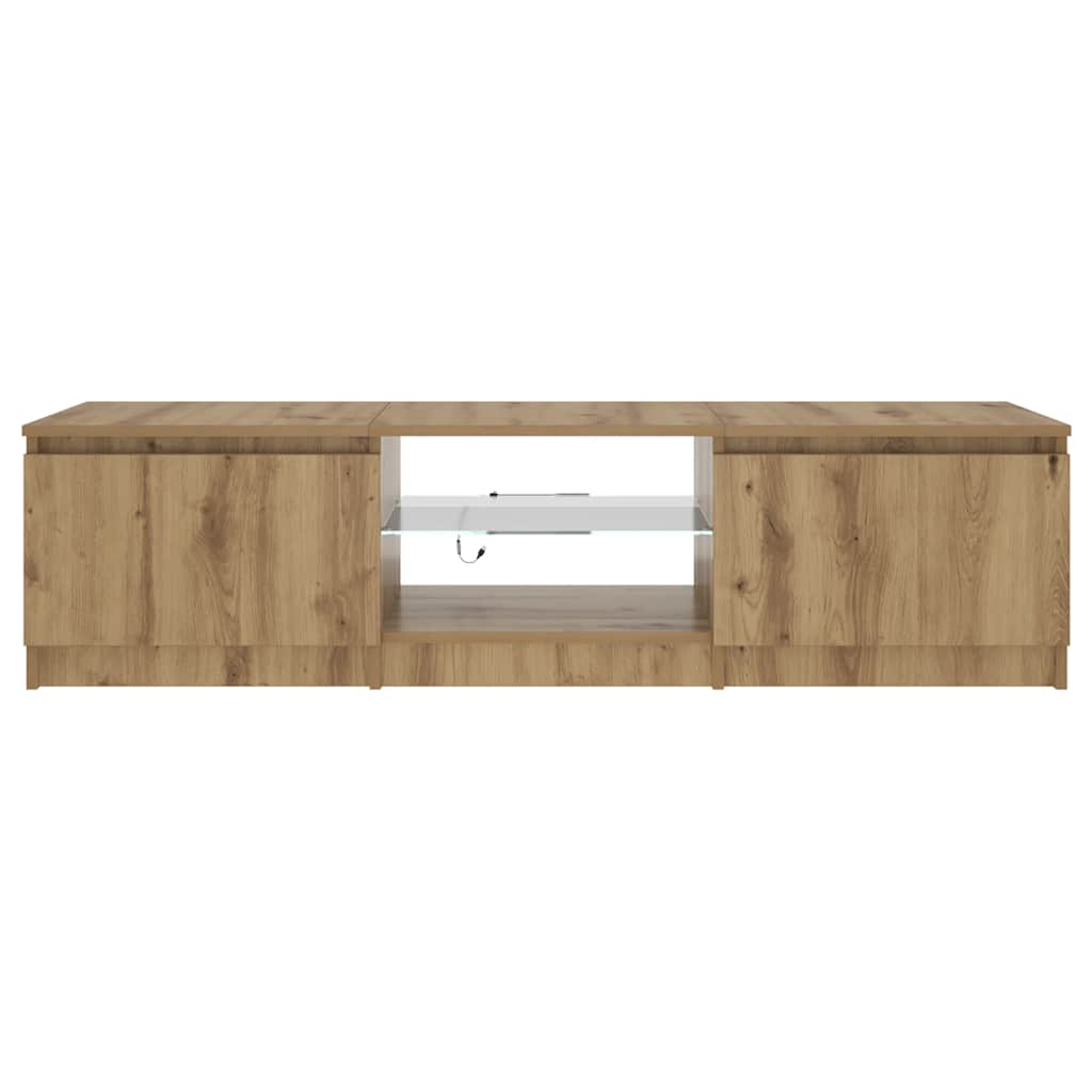 vidaXL Szafka pod TV z oświetleniem LED, dąb artisan, 140x40x36 cm