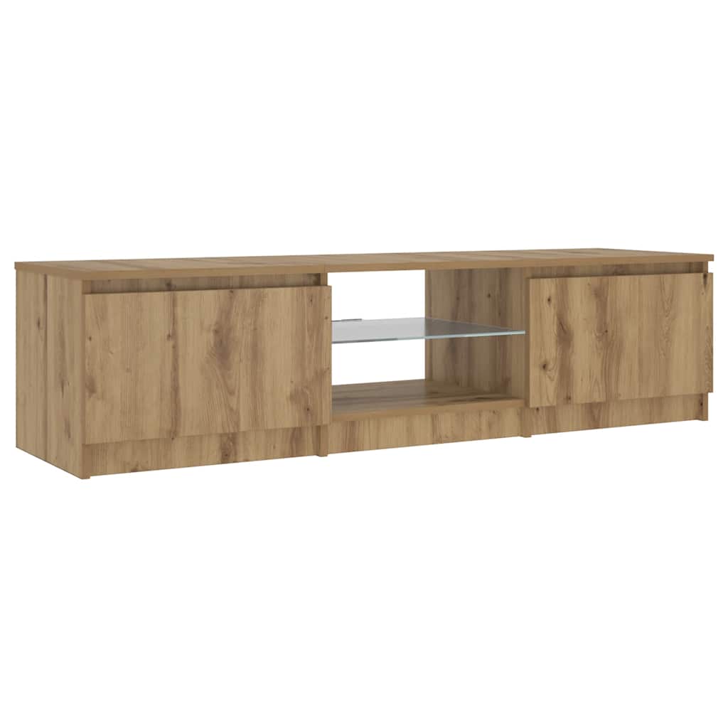 vidaXL Szafka pod TV z oświetleniem LED, dąb artisan, 140x40x36 cm