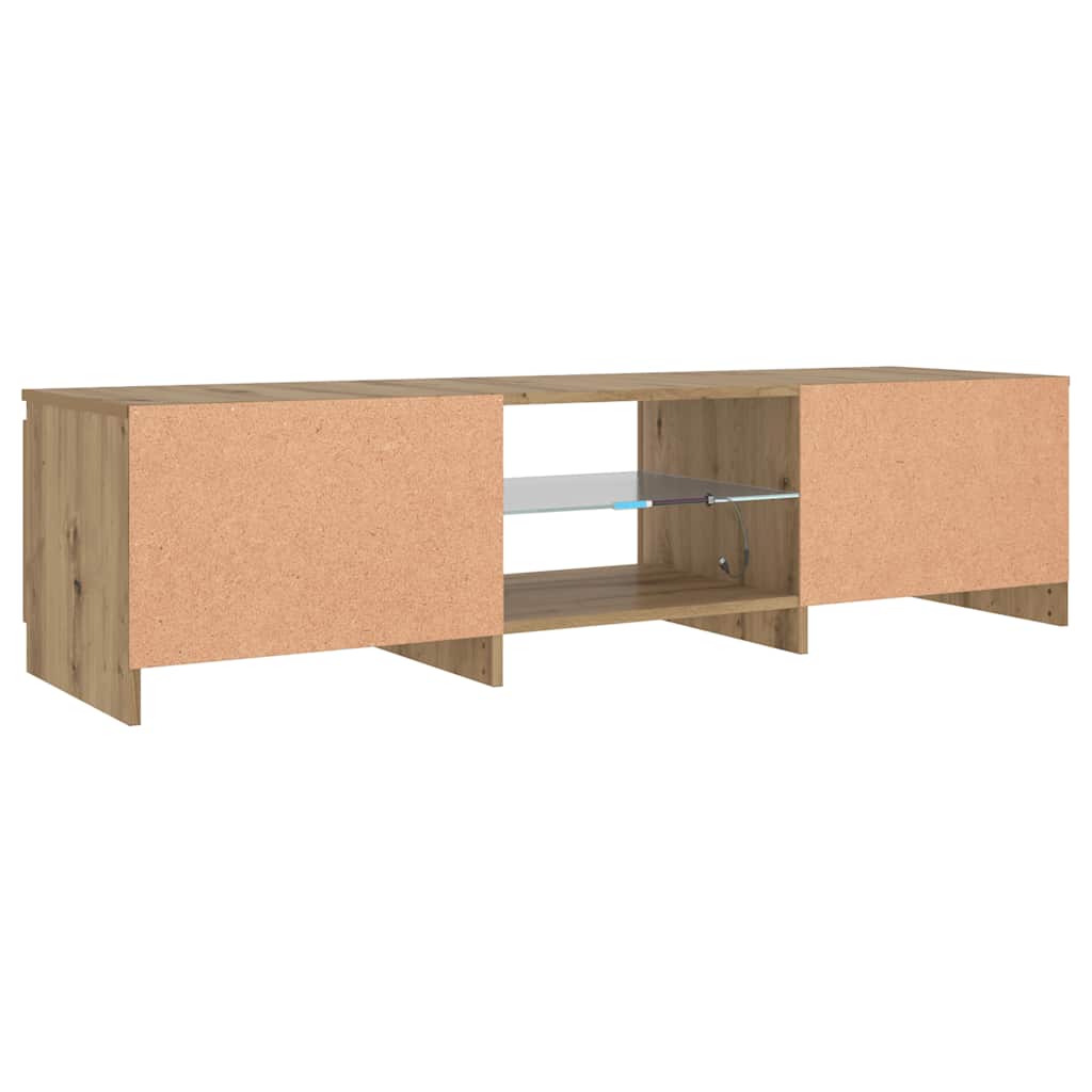 vidaXL Szafka pod TV z oświetleniem LED, dąb artisan, 140x40x36 cm
