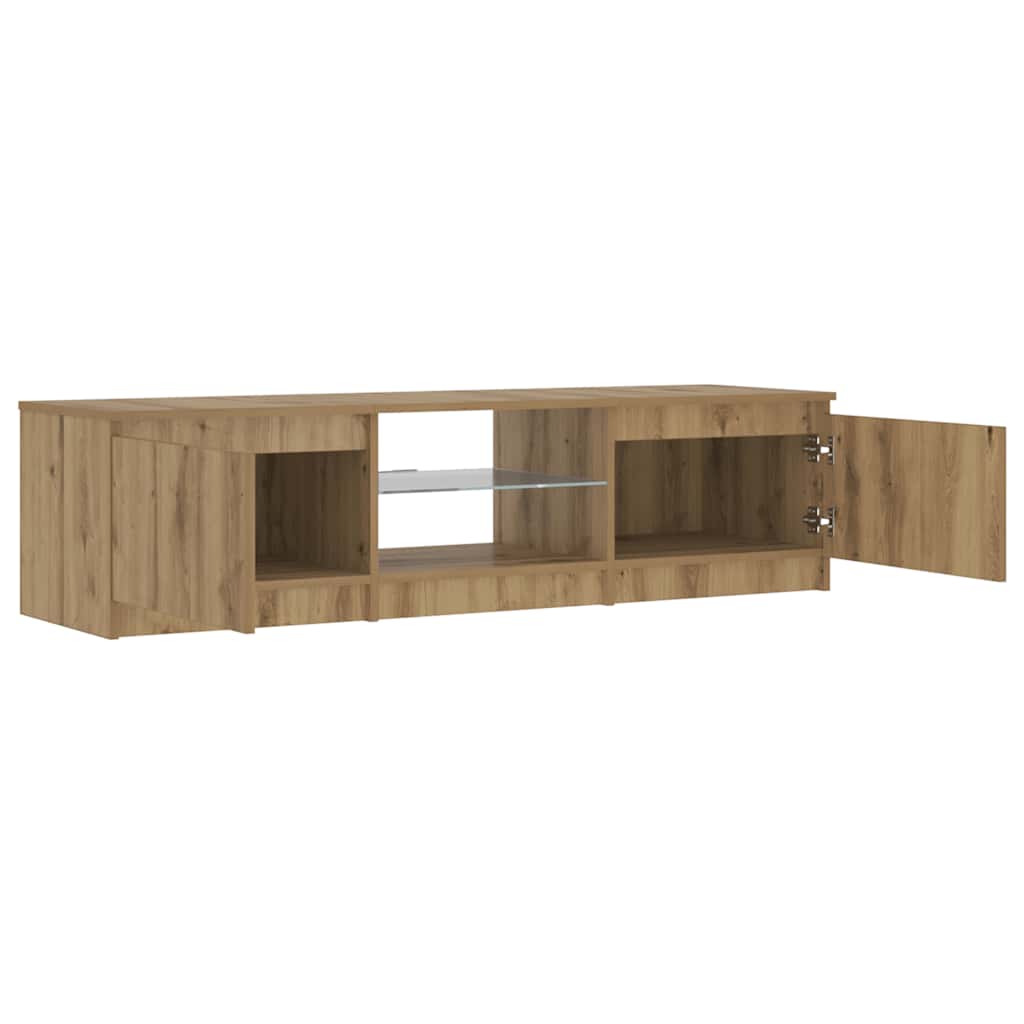 vidaXL Szafka pod TV z oświetleniem LED, dąb artisan, 140x40x36 cm