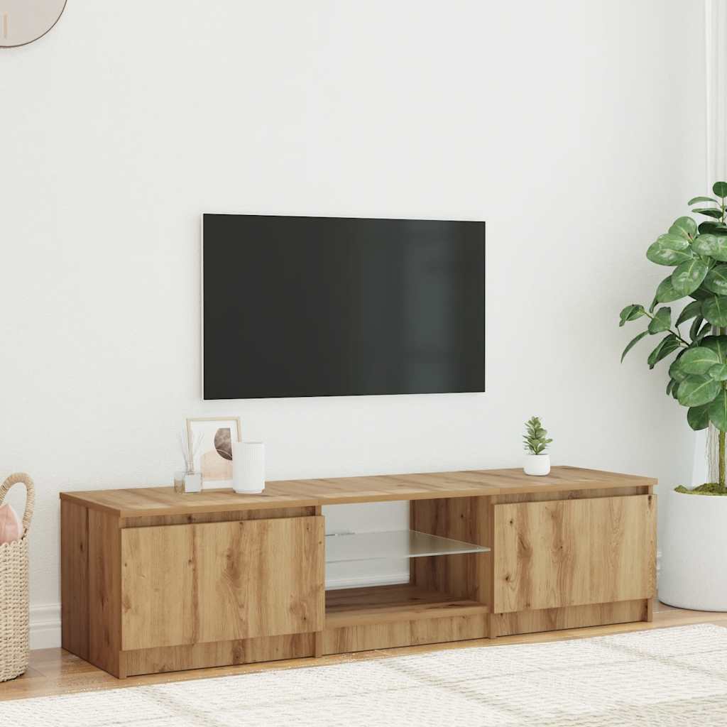 vidaXL Szafka pod TV z oświetleniem LED, dąb artisan, 140x40x36 cm