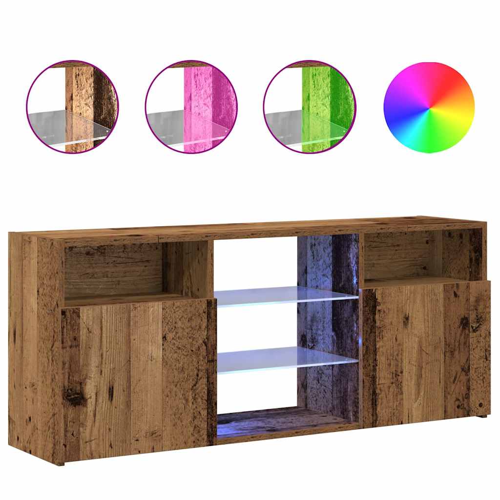 vidaXL Szafka pod TV z oświetleniem LED, stare drewno, 120x30x50 cm