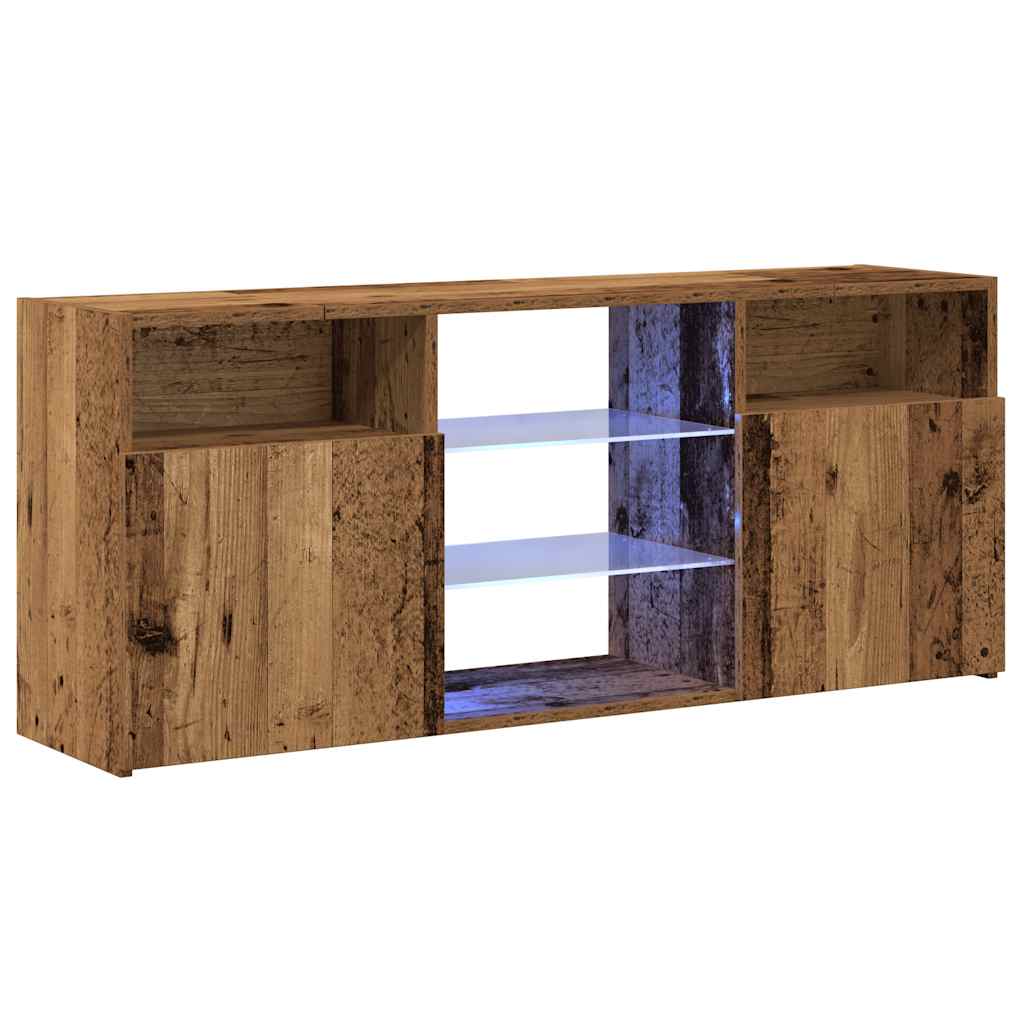 vidaXL Szafka pod TV z oświetleniem LED, stare drewno, 120x30x50 cm