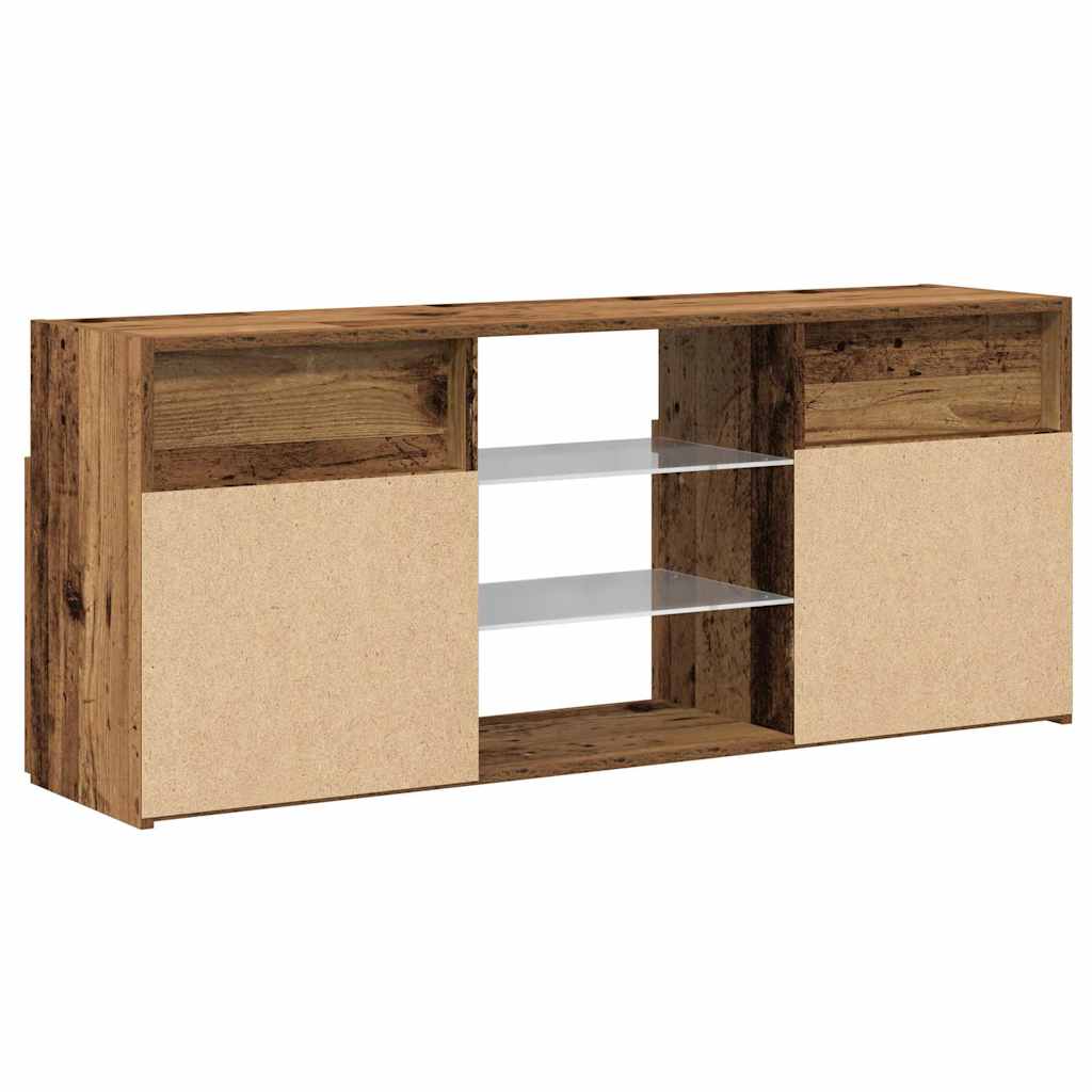 vidaXL Szafka pod TV z oświetleniem LED, stare drewno, 120x30x50 cm
