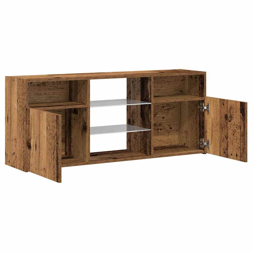 vidaXL Szafka pod TV z oświetleniem LED, stare drewno, 120x30x50 cm