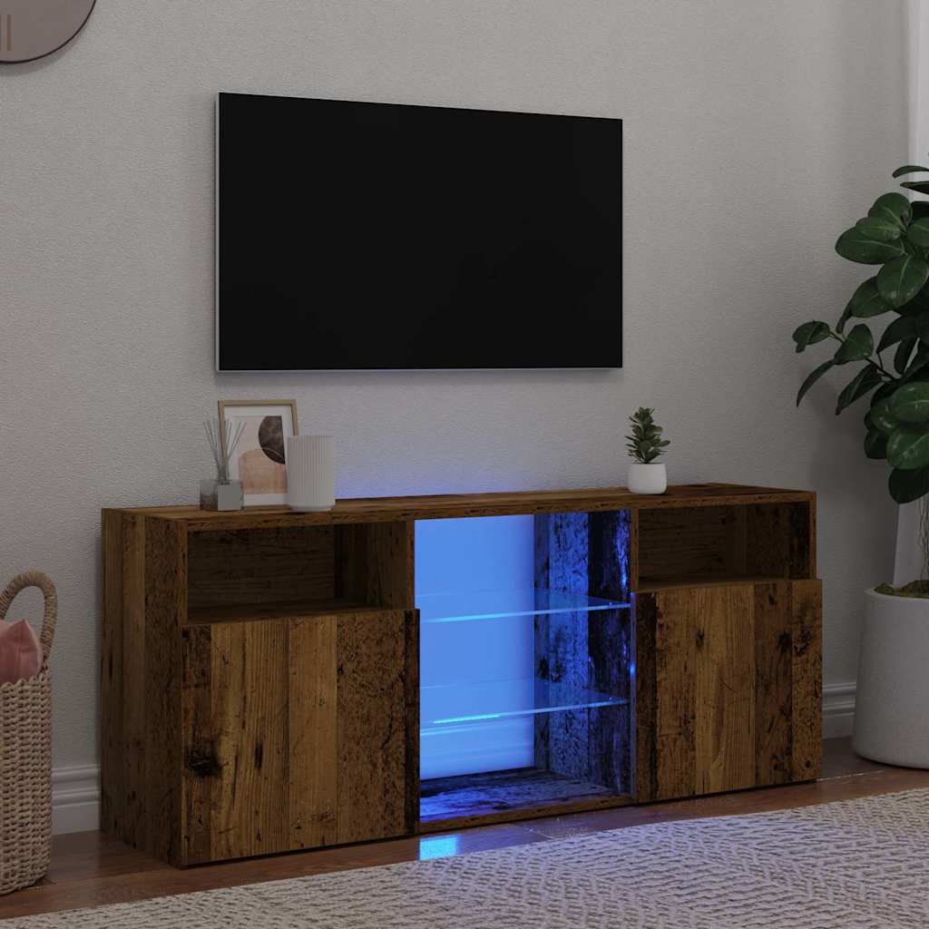 vidaXL Szafka pod TV z oświetleniem LED, stare drewno, 120x30x50 cm