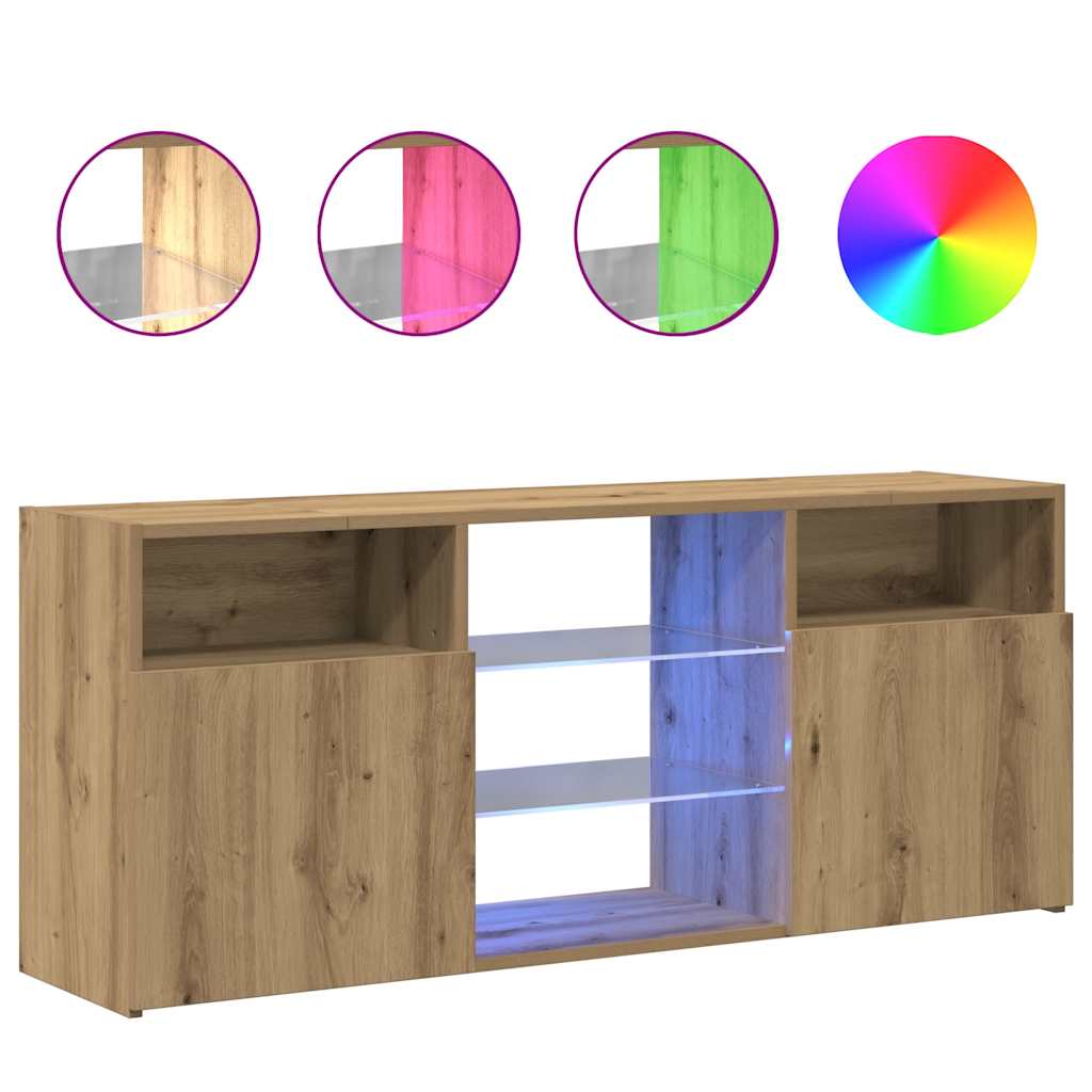 vidaXL Szafka pod TV z oświetleniem LED, dąb artisan, 120x30x50 cm