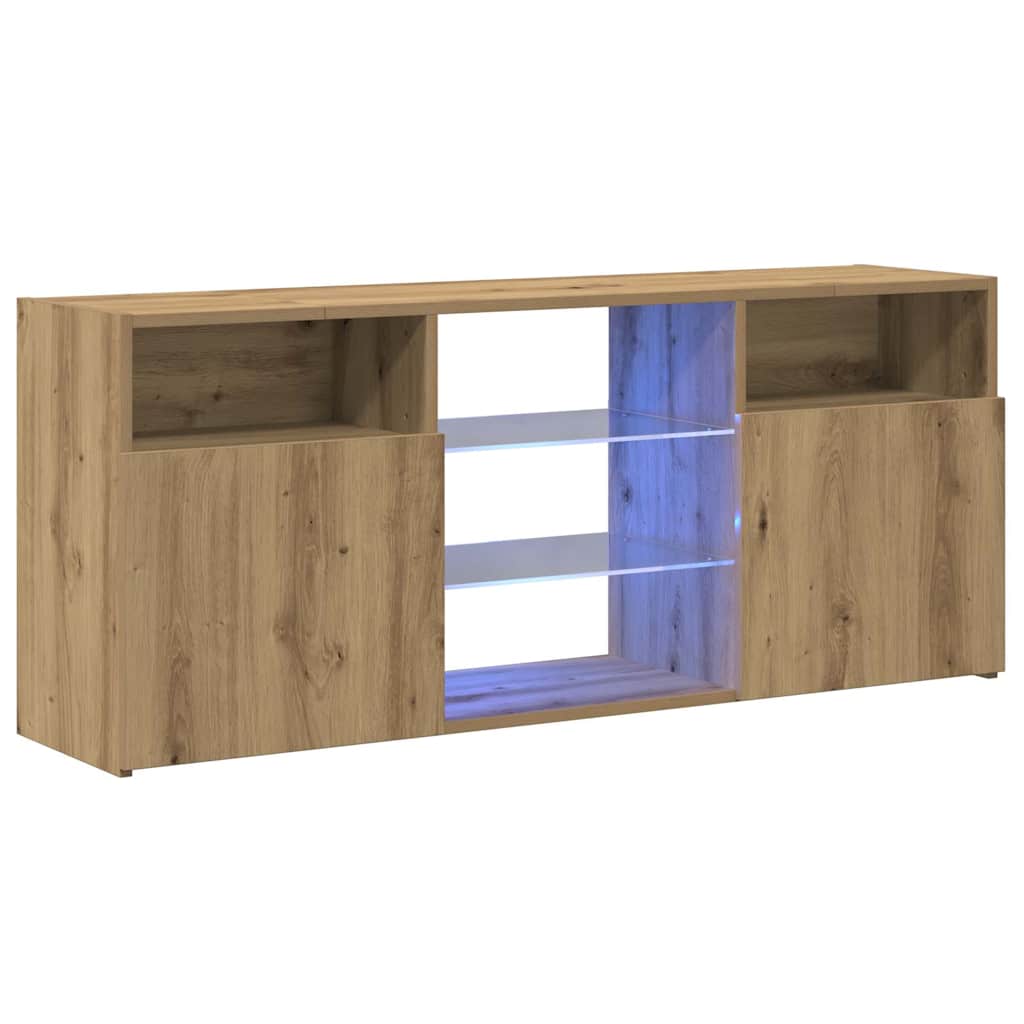 vidaXL Szafka pod TV z oświetleniem LED, dąb artisan, 120x30x50 cm