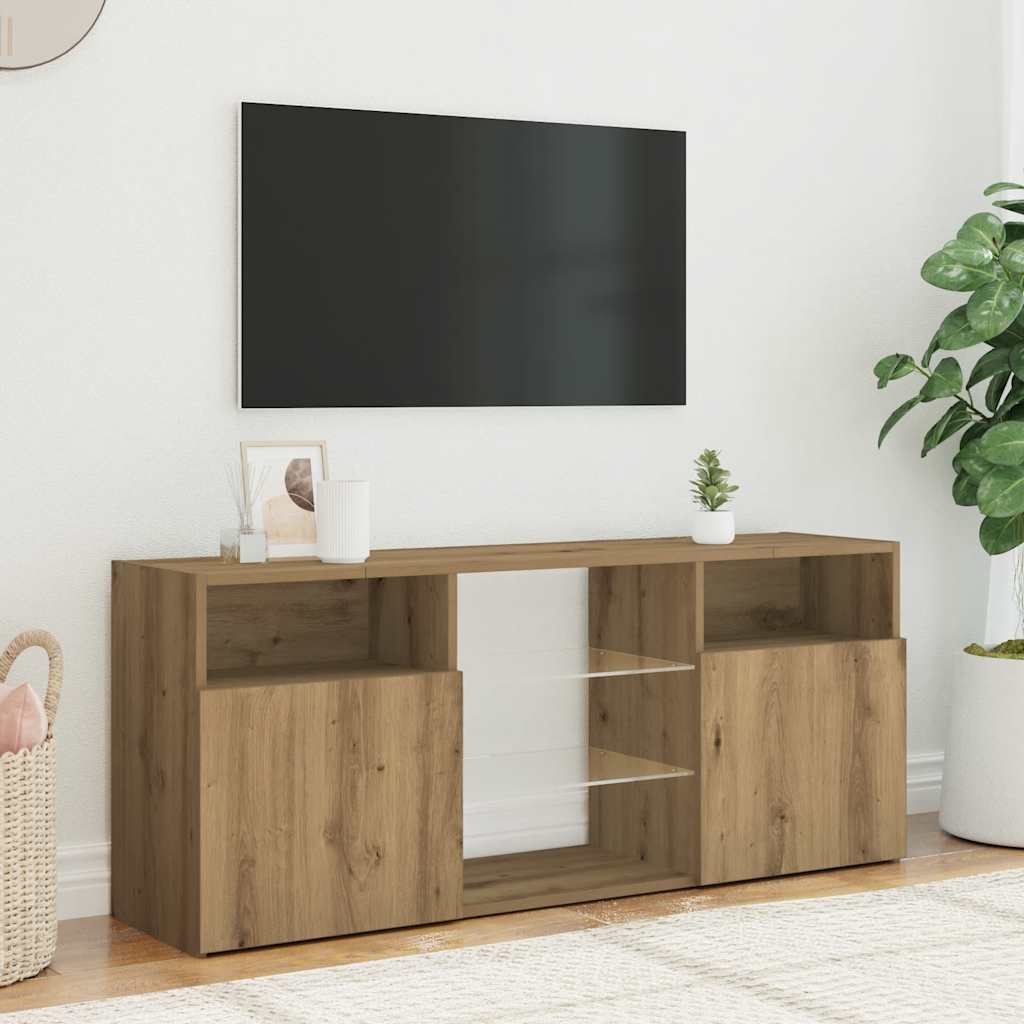 vidaXL Szafka pod TV z oświetleniem LED, dąb artisan, 120x30x50 cm