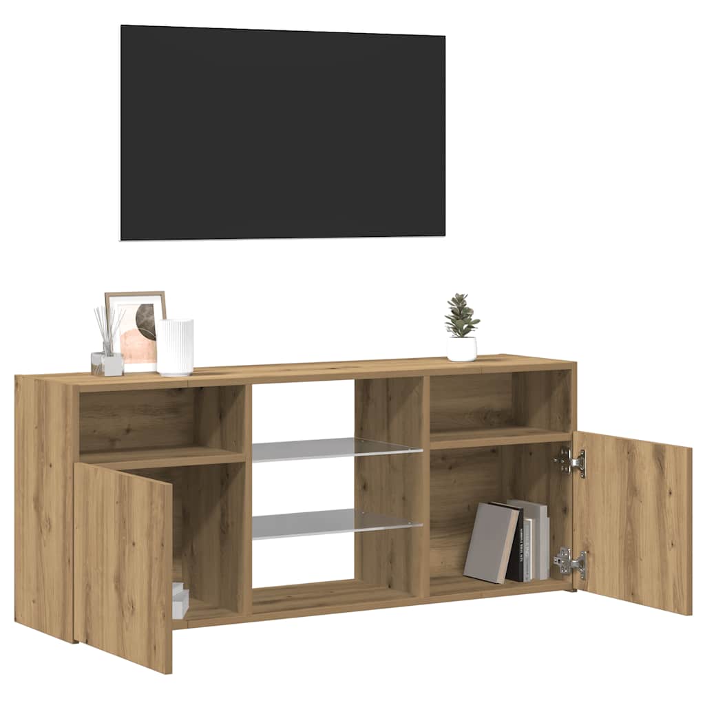 vidaXL Szafka pod TV z oświetleniem LED, dąb artisan, 120x30x50 cm