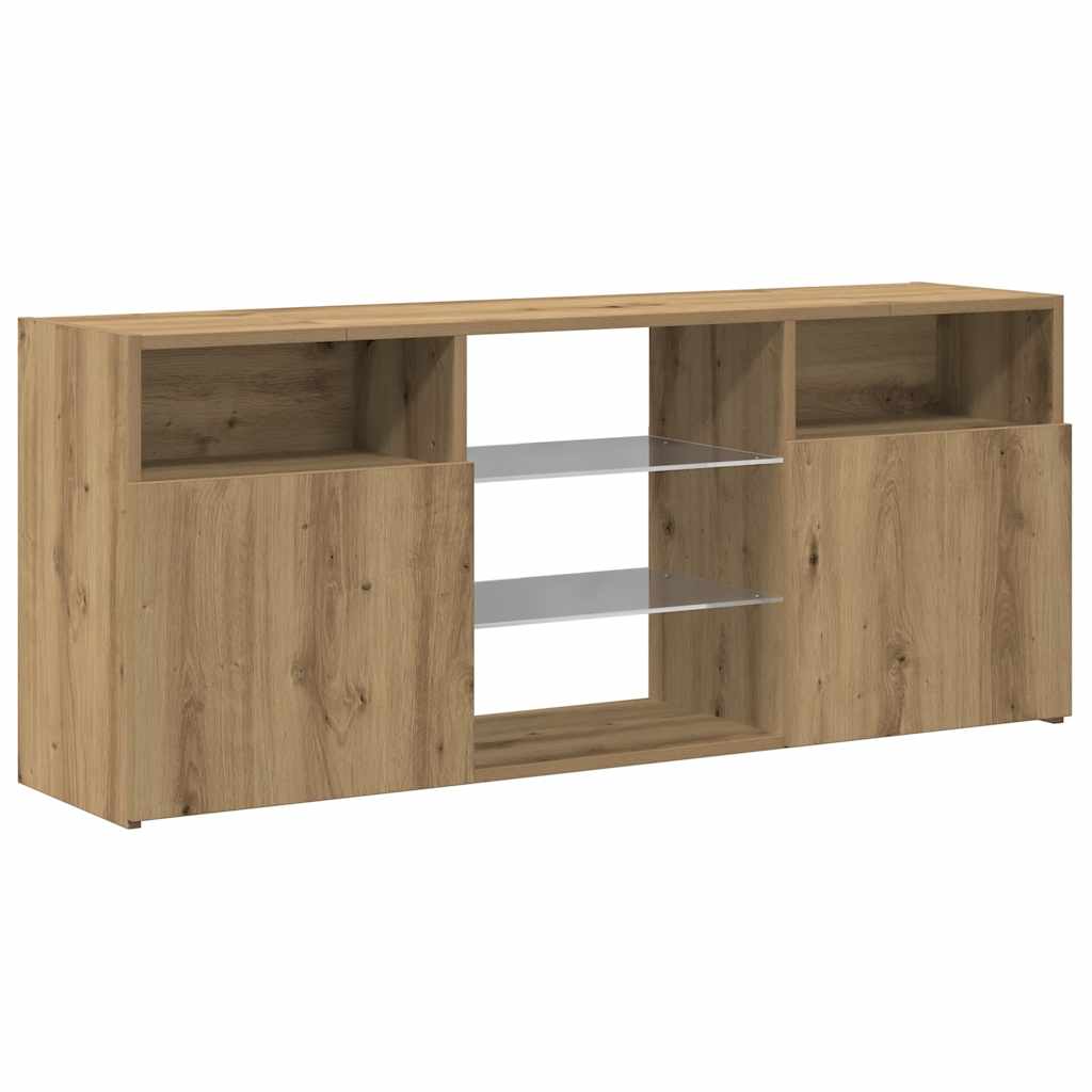 vidaXL Szafka pod TV z oświetleniem LED, dąb artisan, 120x30x50 cm