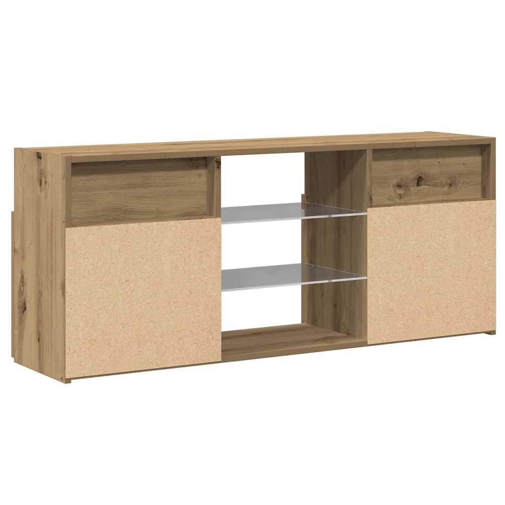 vidaXL Szafka pod TV z oświetleniem LED, dąb artisan, 120x30x50 cm