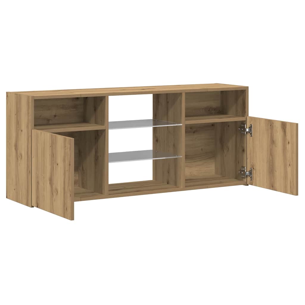 vidaXL Szafka pod TV z oświetleniem LED, dąb artisan, 120x30x50 cm