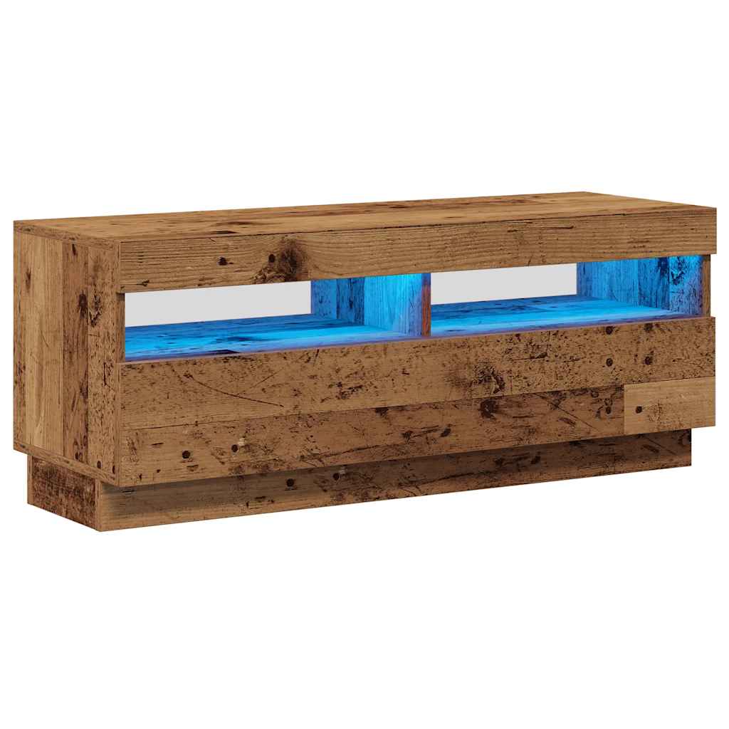 vidaXL Szafka pod TV z oświetleniem LED, stare drewno, 100x35x40 cm