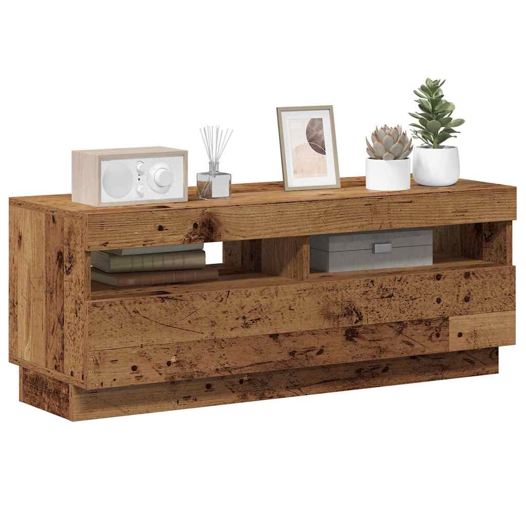 vidaXL Szafka pod TV z oświetleniem LED, stare drewno, 100x35x40 cm