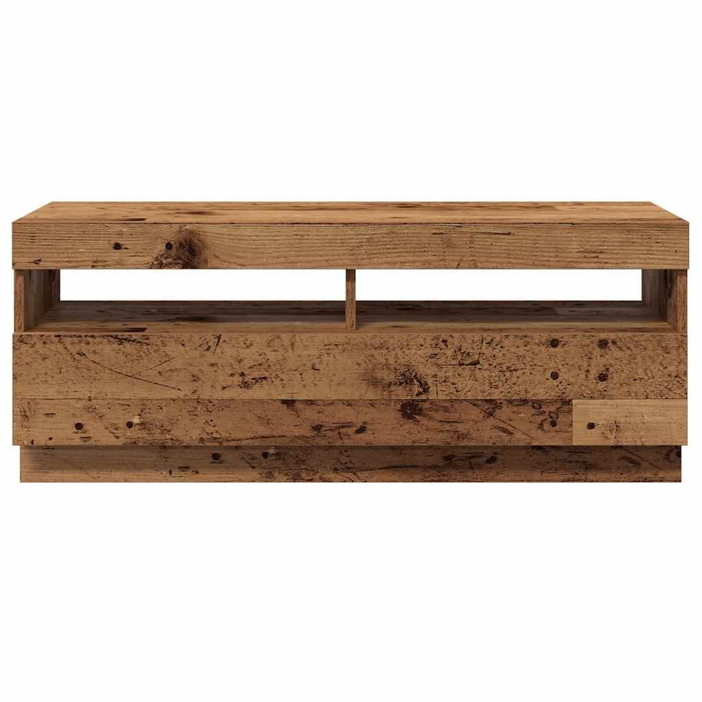 vidaXL Szafka pod TV z oświetleniem LED, stare drewno, 100x35x40 cm