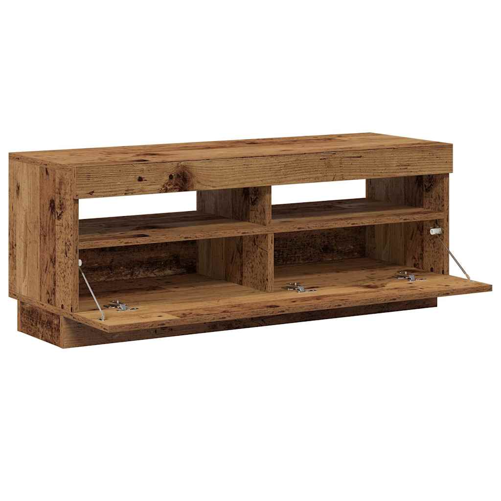 vidaXL Szafka pod TV z oświetleniem LED, stare drewno, 100x35x40 cm