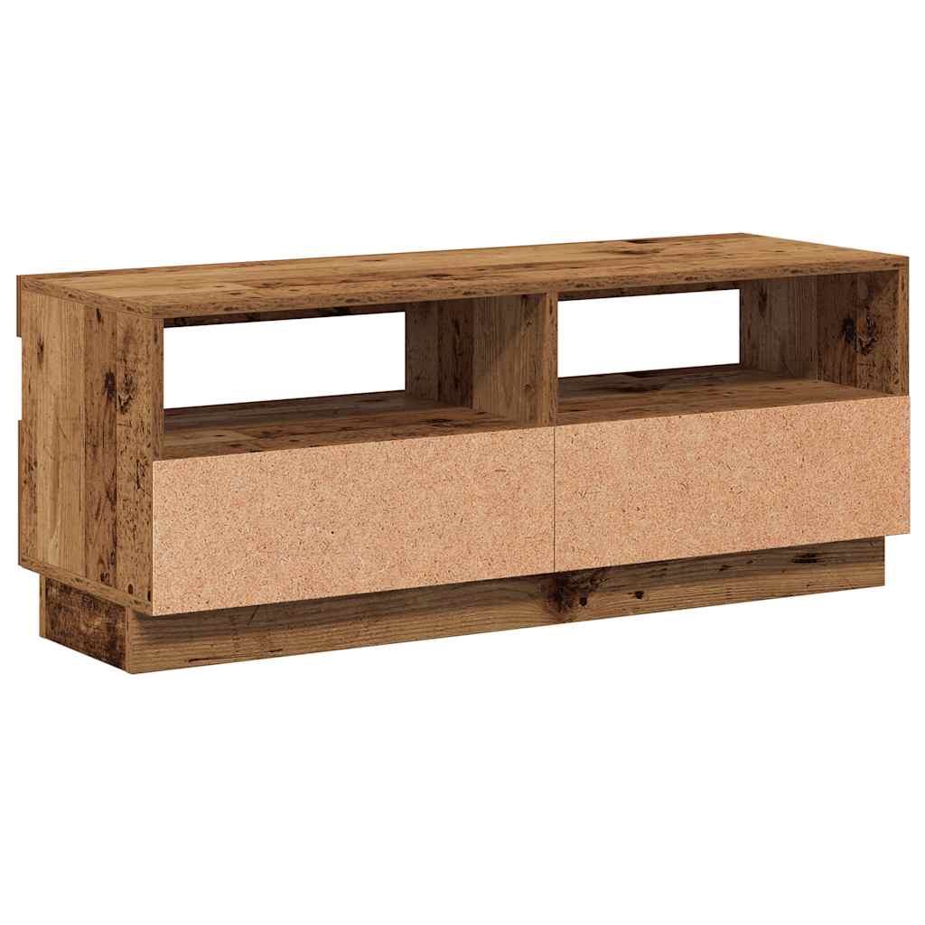 vidaXL Szafka pod TV z oświetleniem LED, stare drewno, 100x35x40 cm