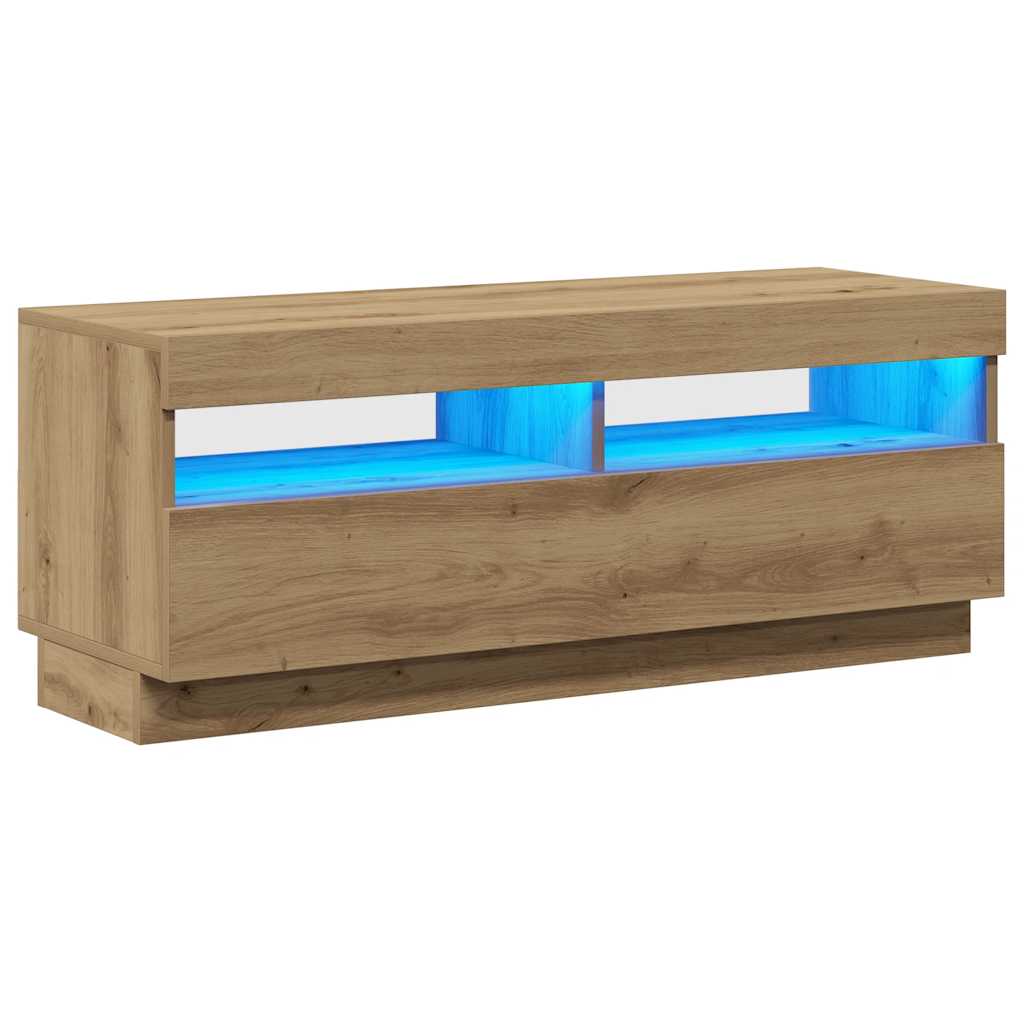 vidaXL Szafka pod TV z oświetleniem LED, dąb artisan, 100x35x40 cm