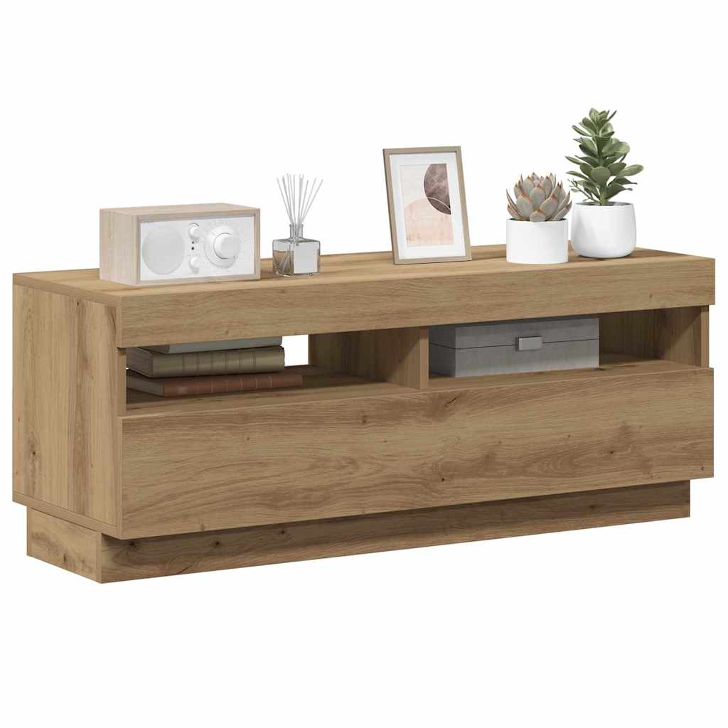 vidaXL Szafka pod TV z oświetleniem LED, dąb artisan, 100x35x40 cm