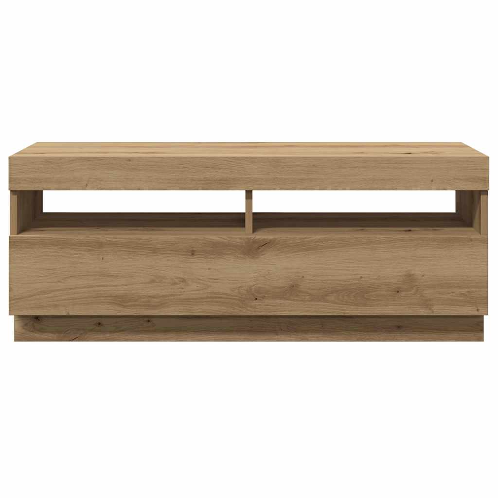 vidaXL Szafka pod TV z oświetleniem LED, dąb artisan, 100x35x40 cm