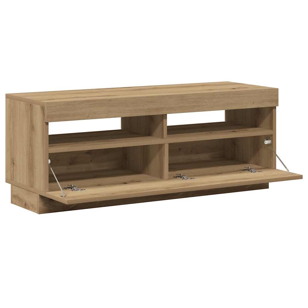 vidaXL Szafka pod TV z oświetleniem LED, dąb artisan, 100x35x40 cm