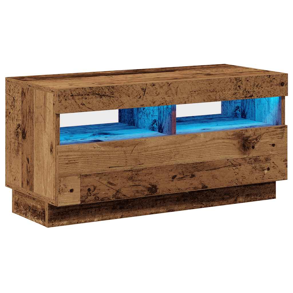 vidaXL Szafka pod TV z oświetleniem LED, stare drewno, 80x35x40 cm