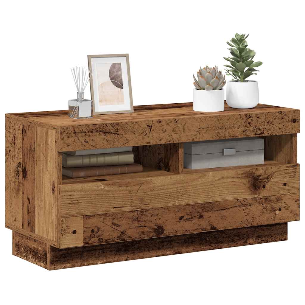 vidaXL Szafka pod TV z oświetleniem LED, stare drewno, 80x35x40 cm