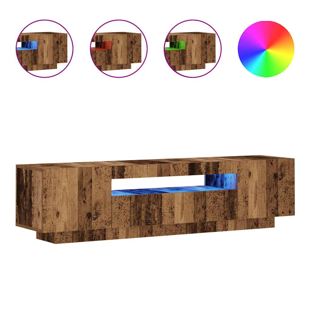 vidaXL Szafka pod TV z oświetleniem LED, stare drewno, 160x35x40 cm