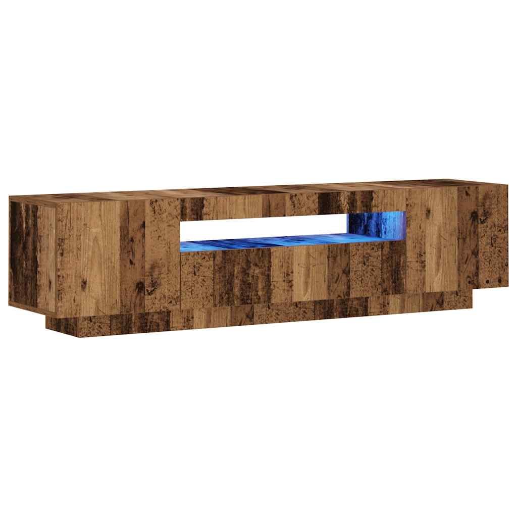 vidaXL Szafka pod TV z oświetleniem LED, stare drewno, 160x35x40 cm