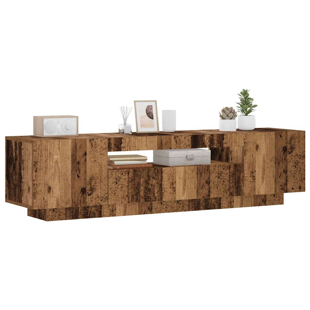 vidaXL Szafka pod TV z oświetleniem LED, stare drewno, 160x35x40 cm