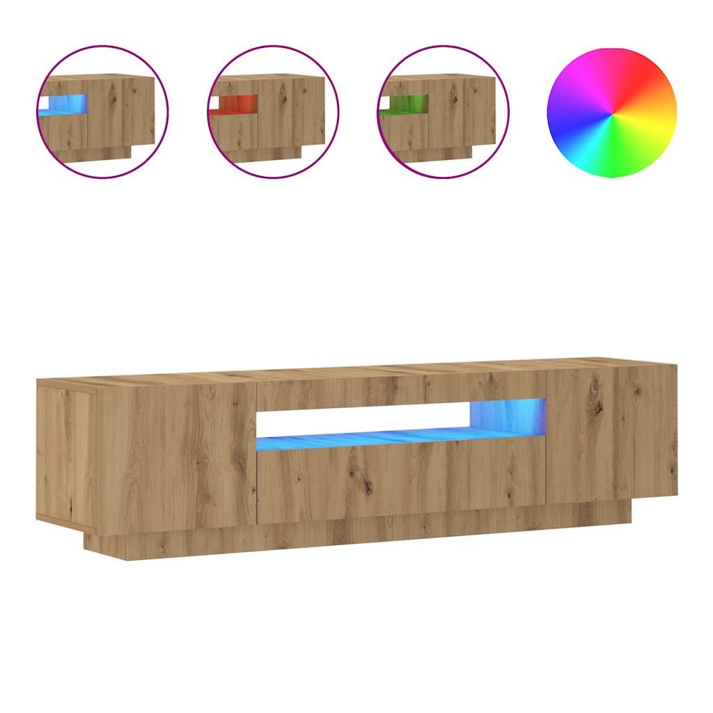 vidaXL Szafka pod TV z oświetleniem LED, dąb artisan, 160x35x40 cm