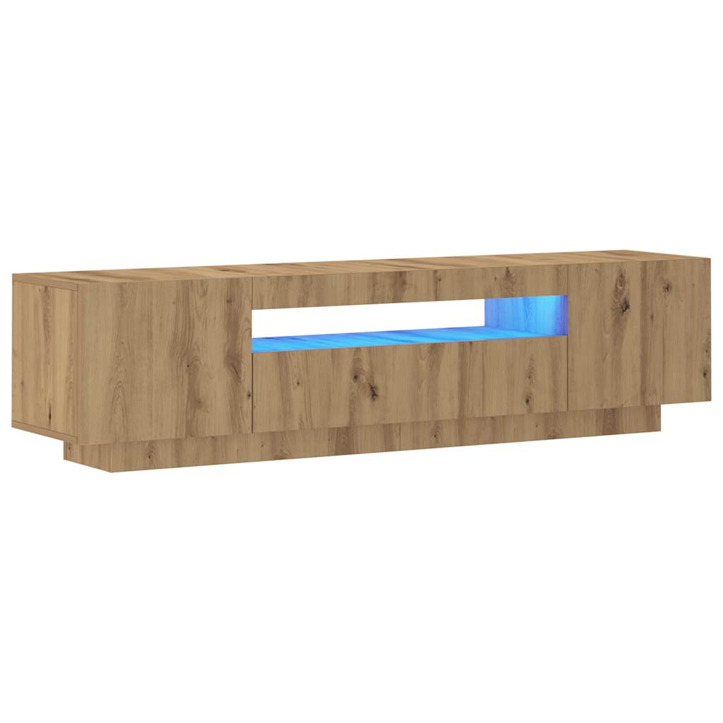 vidaXL Szafka pod TV z oświetleniem LED, dąb artisan, 160x35x40 cm