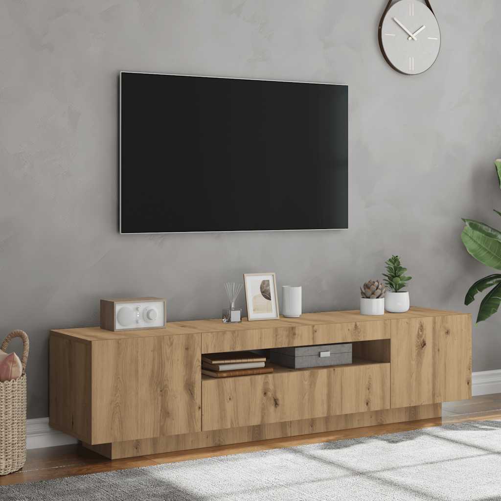 vidaXL Szafka pod TV z oświetleniem LED, dąb artisan, 160x35x40 cm