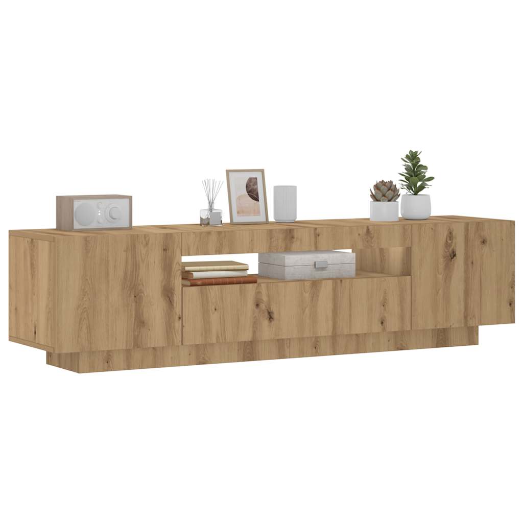 vidaXL Szafka pod TV z oświetleniem LED, dąb artisan, 160x35x40 cm