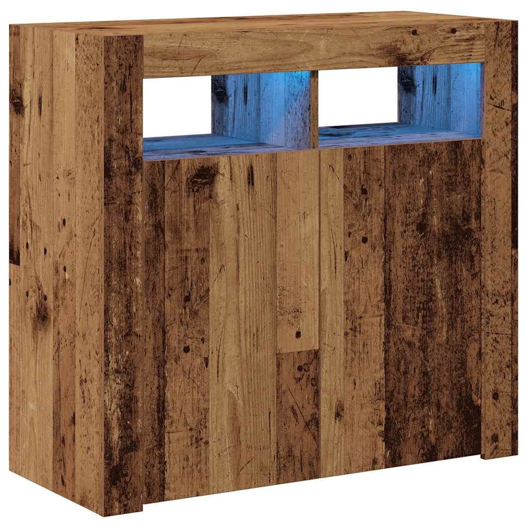 vidaXL Szafka z oświetleniem LED, stare drewno, 80x35x75 cm