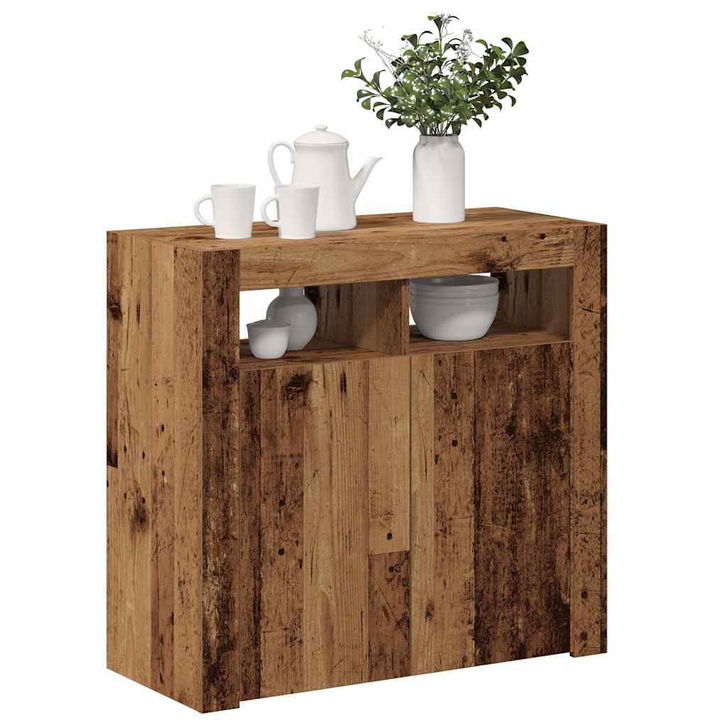vidaXL Szafka z oświetleniem LED, stare drewno, 80x35x75 cm