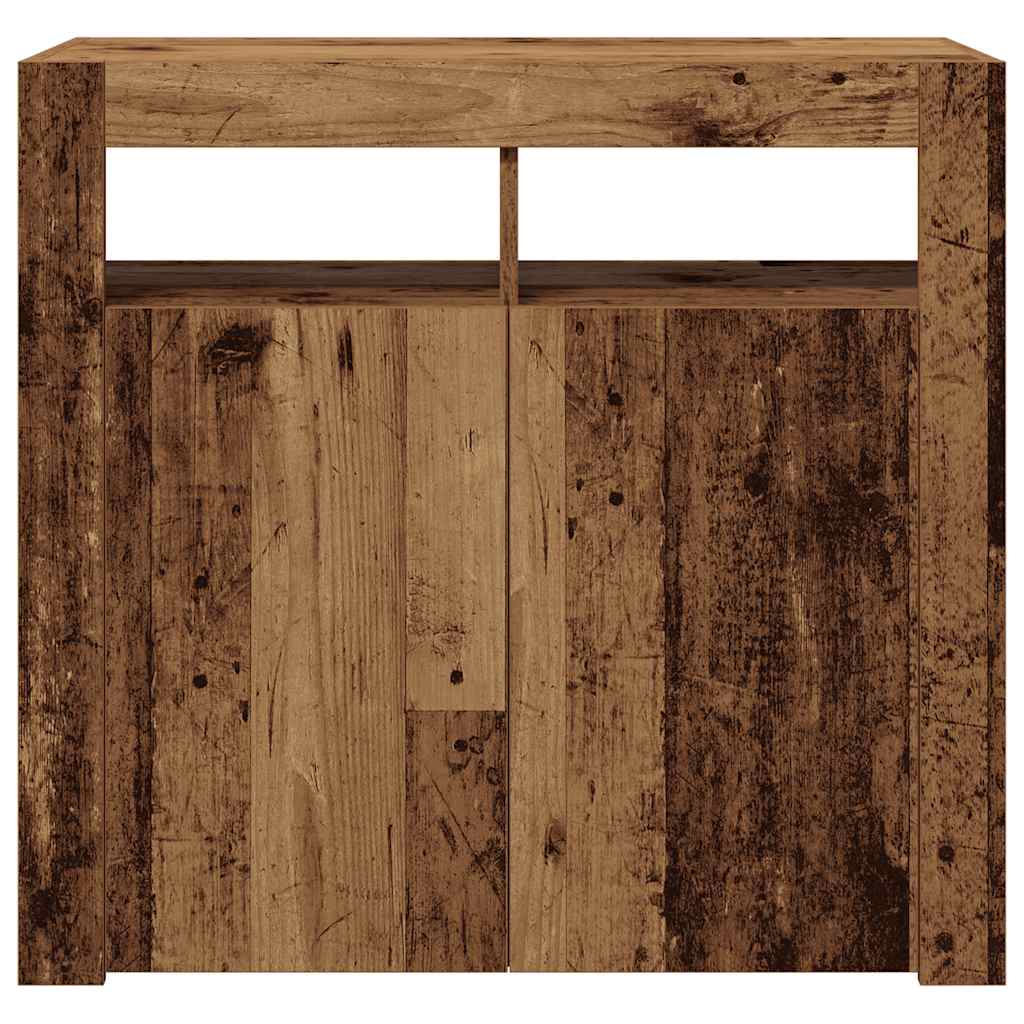 vidaXL Szafka z oświetleniem LED, stare drewno, 80x35x75 cm