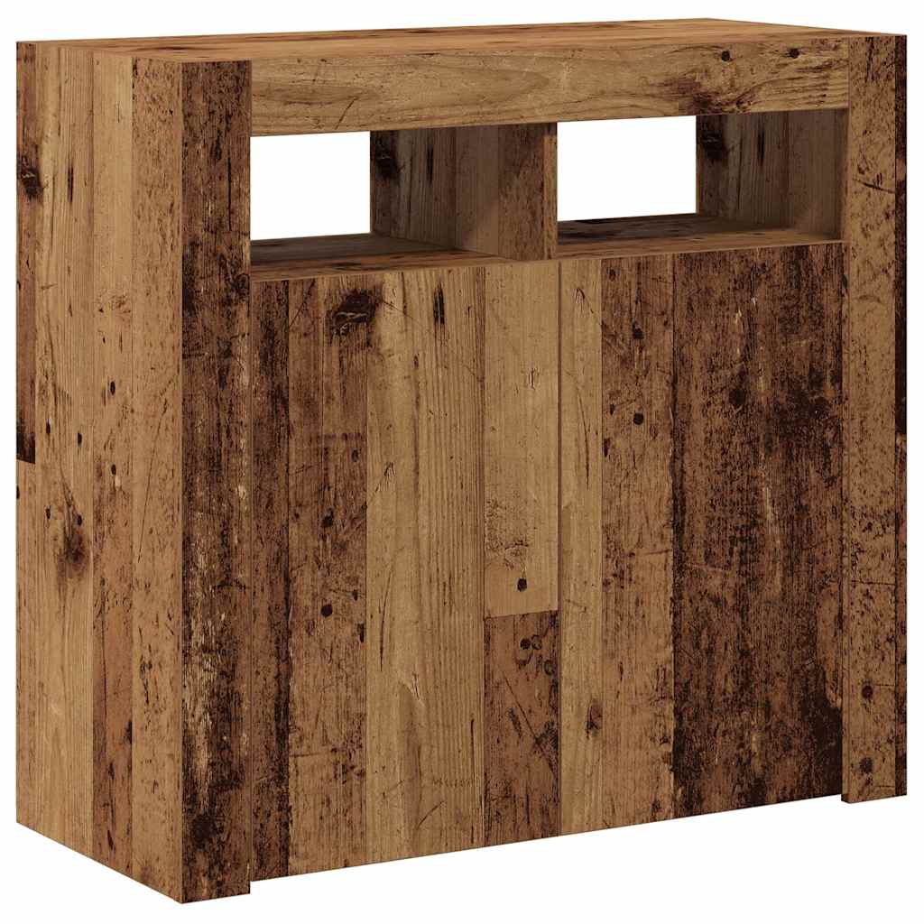 vidaXL Szafka z oświetleniem LED, stare drewno, 80x35x75 cm