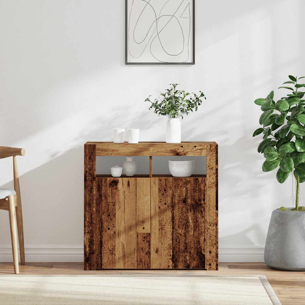 vidaXL Szafka z oświetleniem LED, stare drewno, 80x35x75 cm