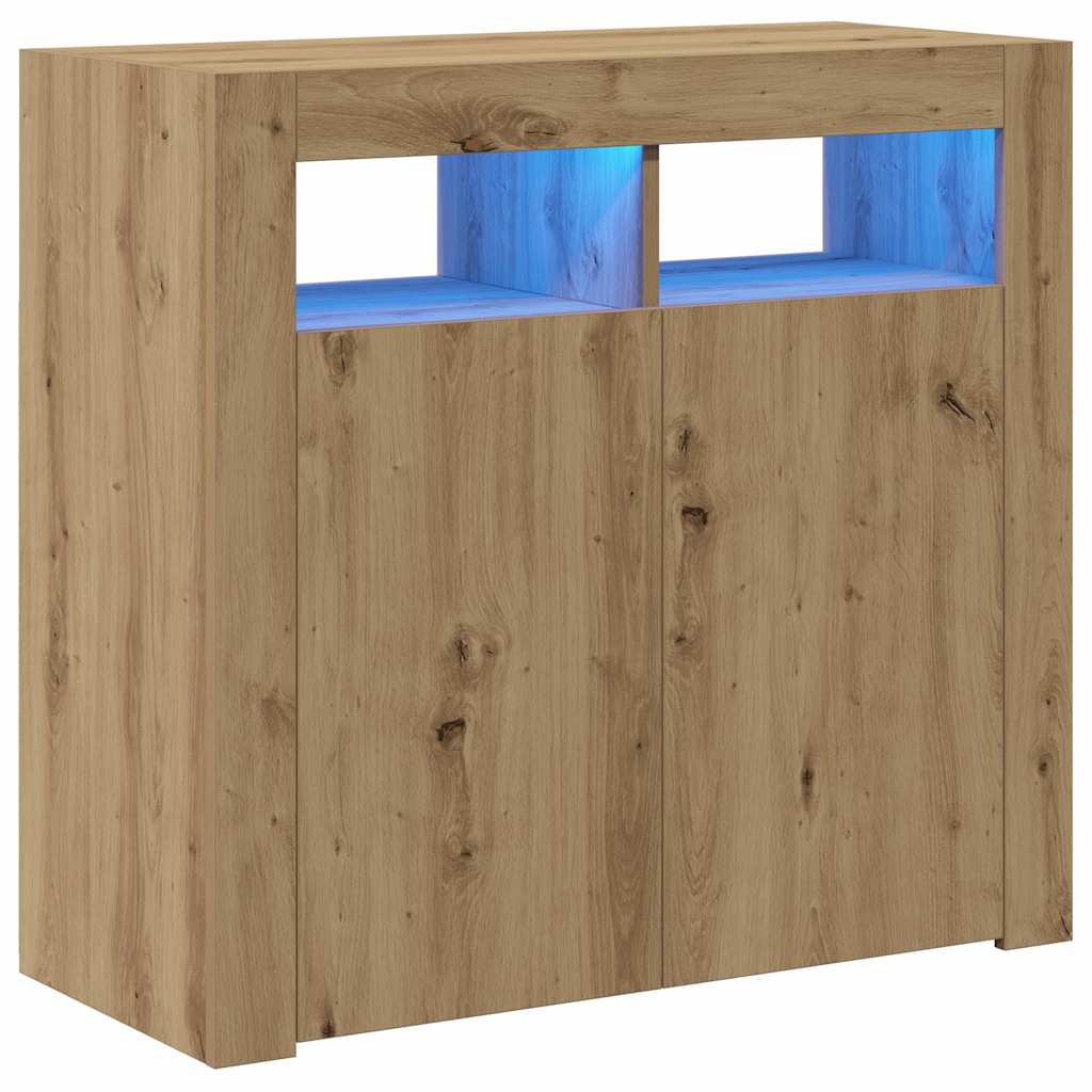 vidaXL Szafka z oświetleniem LED, dąb artisan, 80x35x75 cm