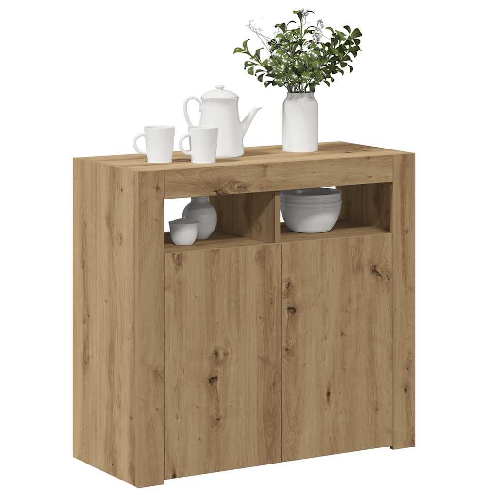vidaXL Szafka z oświetleniem LED, dąb artisan, 80x35x75 cm